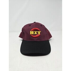 Vintage HIT Logo Baseball Cap Maroon Black Embroidered Company Promo Hat